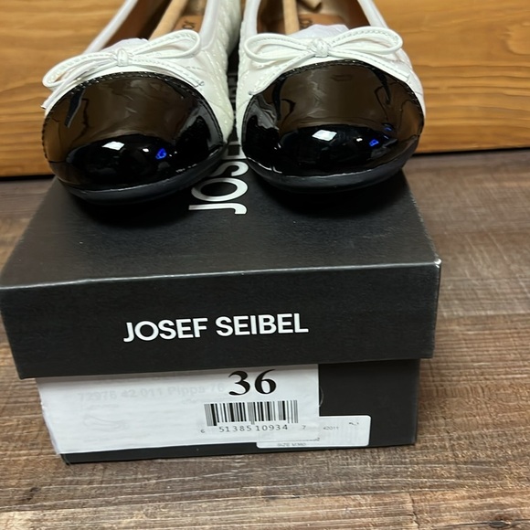 Josef Seibel Women’s 6 Patent Toe Black and White Ballet Flats Leather Comfort - Picture 10 of 10